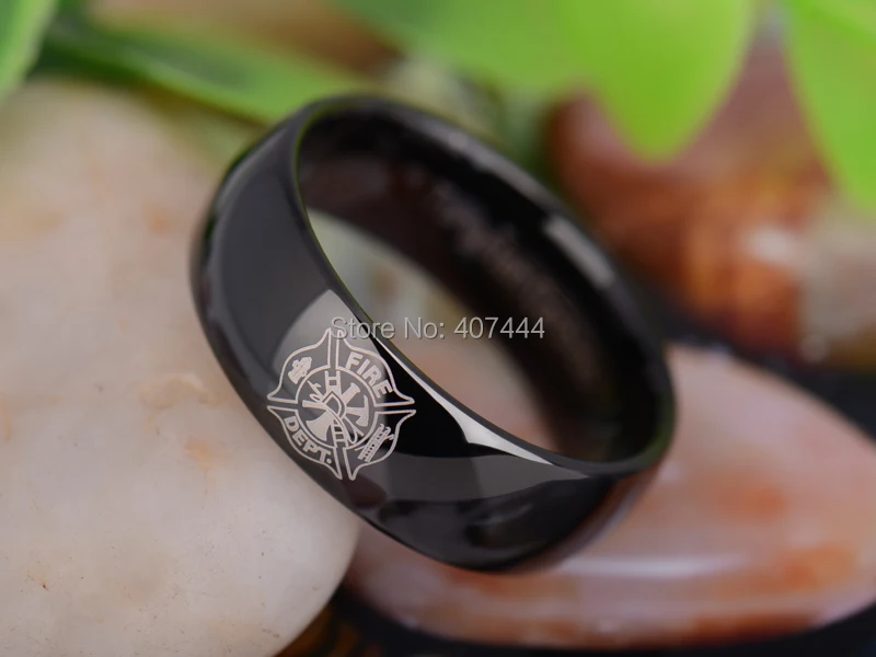 Бесплатная доставка YGK JEWELRY Лидер продаж 8 мм Блестящий черный купол истребитель пожарный новый для мужчин's вольфрам карбида обручальное