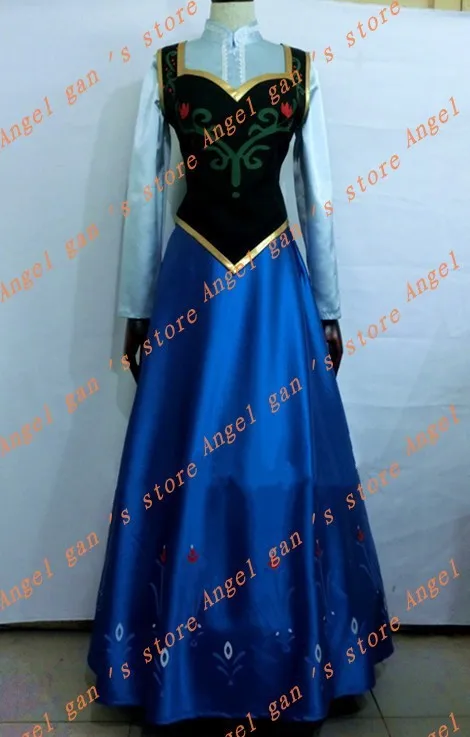 Новое поступление изготовленное на заказ платье принцессы Анны карнавальный костюм 004
