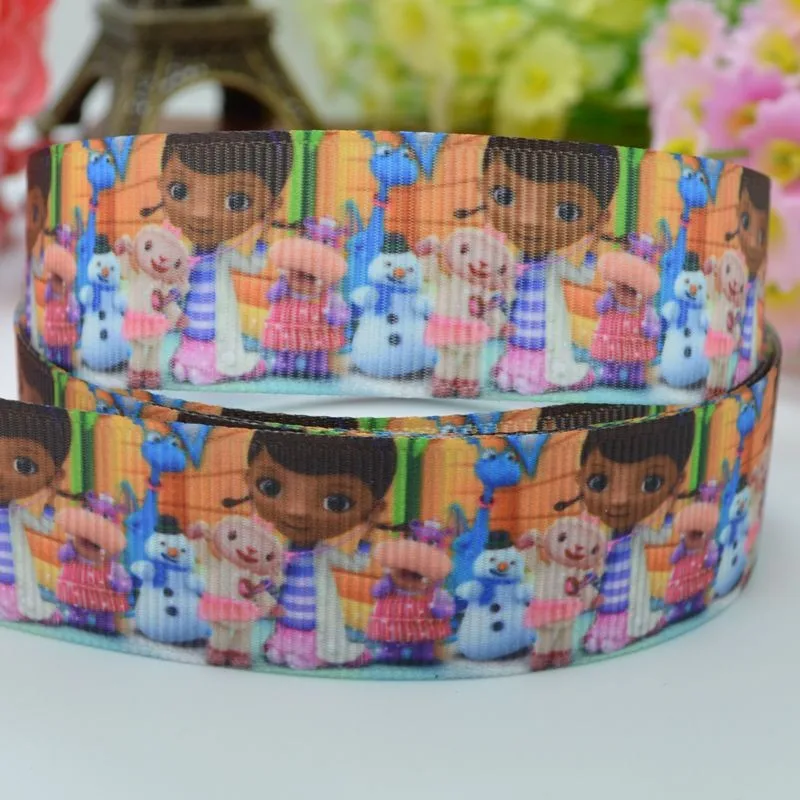 DUWES 7/" 22 мм Doc McStuffins девушка напечатанная лента, лента для волос «сделай сам» материалы для одежды ручной работы 50 ярдов OEM