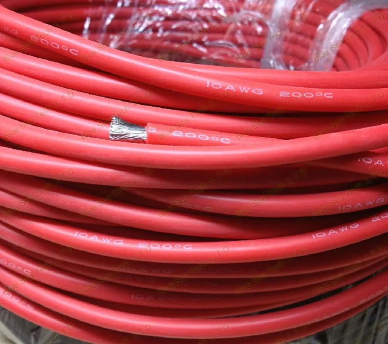 2 метра Ультра-мягкий силиконовый Тестовый Кабель, 10 AWG 5,3 sq, 140A ток,-65C ~ 200C Ультра гибкий силиконовый кабель Бесплатная доставка