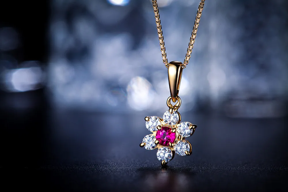 GVBORI 0.2ct натуральный сапфир или Рубин драгоценный камень с Алмазный Подвеска изящных Ювелирные изделия с алмазами подарок на день Святого Валентина