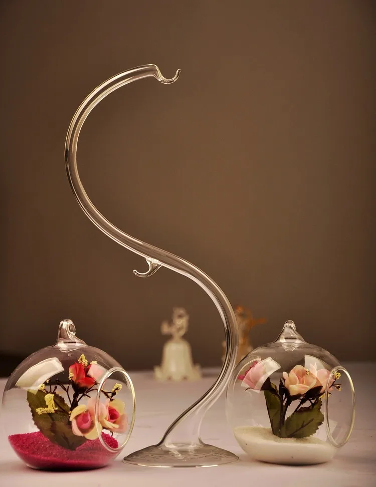 Подвесная стеклянная ваза для цветов Хрустальный гидропонный контейнер свадебное оформление отеля 2 x выдувная стеклянная ваза для шариков+ 1 x держатель для стекла