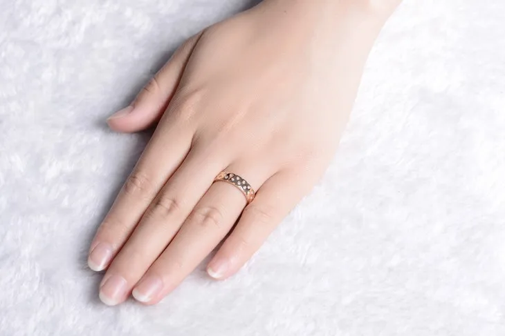 ZOCAI Кольцо с натуральным бриллиантом 0,242 ct в общей сложности 18 К розовое золото бриллиант обручальное кольцо для женщин, хорошее ювелирное изделие, W01317