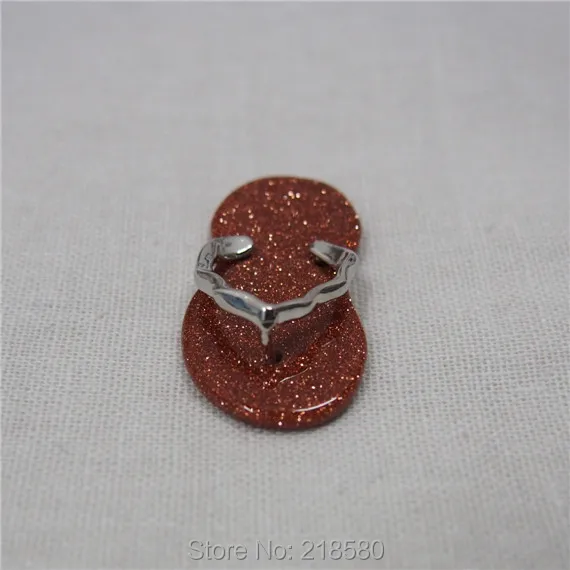H-dp36 пляж ювелирные изделия услышав Камень Goldsand шлепанцы Кулон Тапочки Шарм Серебряный 40 мм x 20 мм