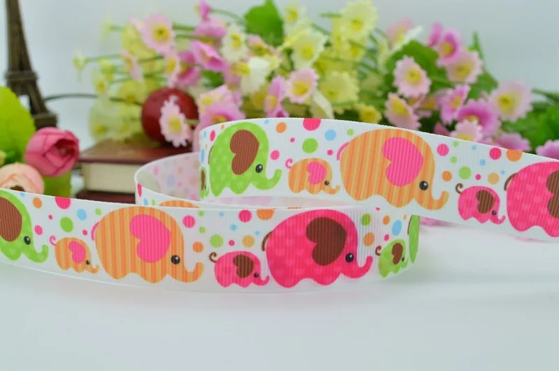 Duwes 7/" 22 мм полосатый слон мультфильм печатных Grosgrain ленты, hairbow DIY ручной одежды материалы оптом OEM