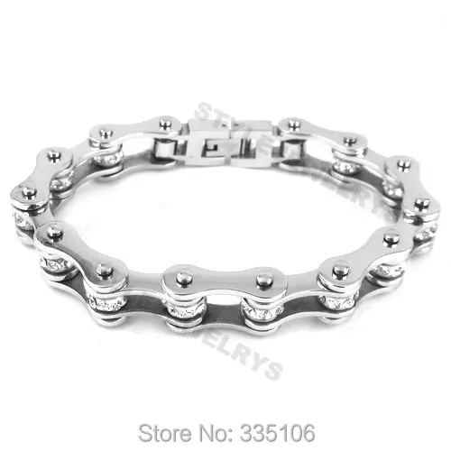 Бесплатная доставка! Bling мотоцикл браслет Нержавеющая сталь ювелирные изделия серебряный Велосипедные цепи браслет sjb0155