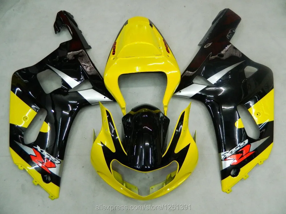 Впрыска желтый и черный обтекатель для SUZUKI GSXR600 GSXR750 K1 01 02 03 GSXR600 750 01-03 GSX-R600 750 2001-2003 body kit