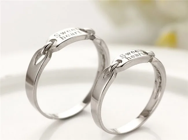 Uloveido 2 шт. Jewelry серебряные кольца пара для мужчин и женщин обручальное кольцо набор ювелирной моды Sweet Heart гравировки Ringen кольца для женщин