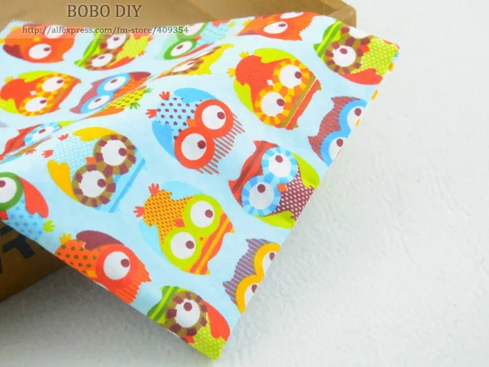 1 meter Blue Owl Cotton Fabric Bedding Sewing Cloth Quilting Fabric patchwork Home Textile Free Shipping 155cm width