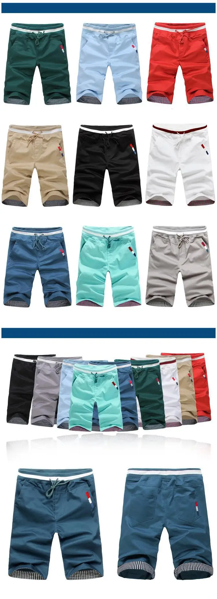 Лето Высокое качество пляжные шорты мужские модные однотонные 9 видов цветов большие размеры 5xl эластичная кулиска на талии Шорты/DK1