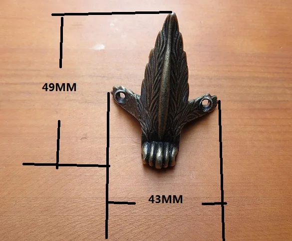 43*49 мм антикварная мебель следы деревянные ноги четыре стороны коробки сплав ножной уголок для упаковки