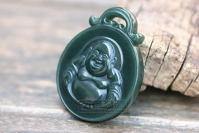 Подлинный медальон hetian jade основной натуральный нефрит из качественного материала и Смеющийся Будда карты