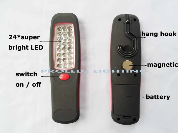 Портативный магнитные ручной Светодиодная лампа аварийной ситуации 24leds Lampara Trabajo LED 3* АА батареи Желтый Красный для автомобилей camp garape и т. д