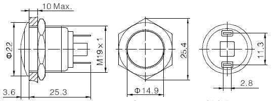 ELEWIND кнопка с самовозвратом(PM191B-10/J/S