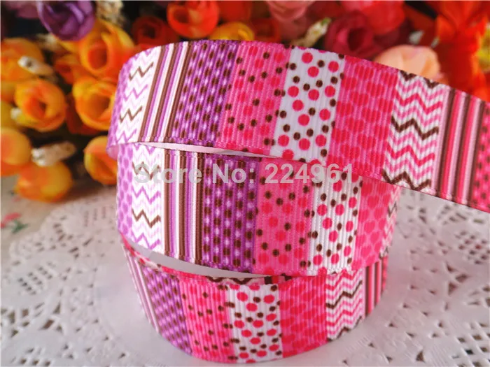 Новое поступление 7/8 ''(22 мм) чехол типа" сделай сам "grosgrain ленты, с рисунком, с тесьмой и сделай сам diy бигуди для волос луки 50 ярдов WQ14052430