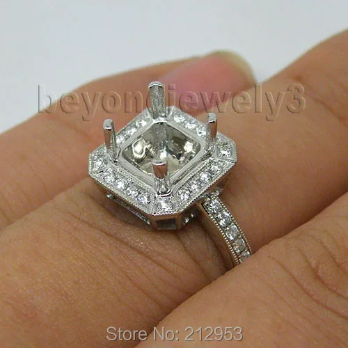 Винтажное обручальное кольцо принцессы, 7 мм, цельное кольцо 18kt из белого золота с полукреплением WU200