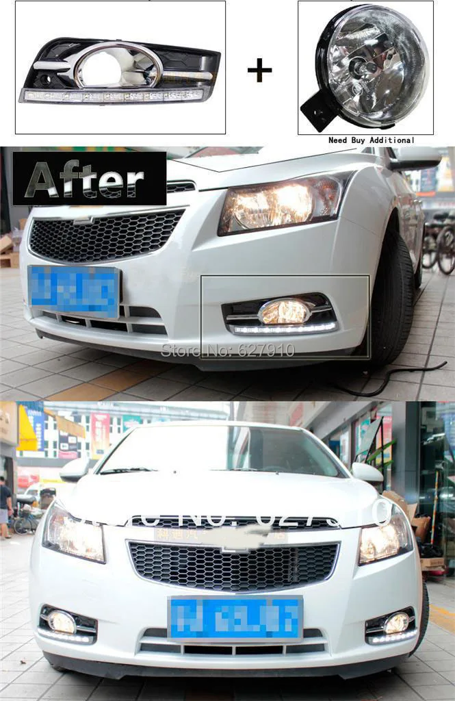 Поворотов и затемнения стиль реле 12V авто светодиодный DRL Габаритные огни для chevrolet cruze 2009-2012 с отверстием для противотуманной лампы