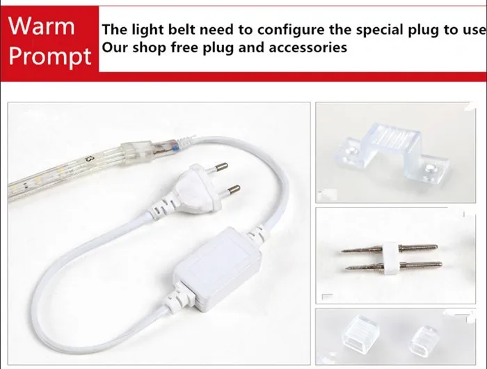 220V 110V SMD 5050 Светодиодная лента светильник с вилкой питания белый 60 светодиодов/м водонепроницаемая лента 100 м