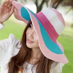 Горячая Мода женские складные широкие с мягкими Полями Летняя Пляжная шляпа соломенная шляпа Кепка D-1459