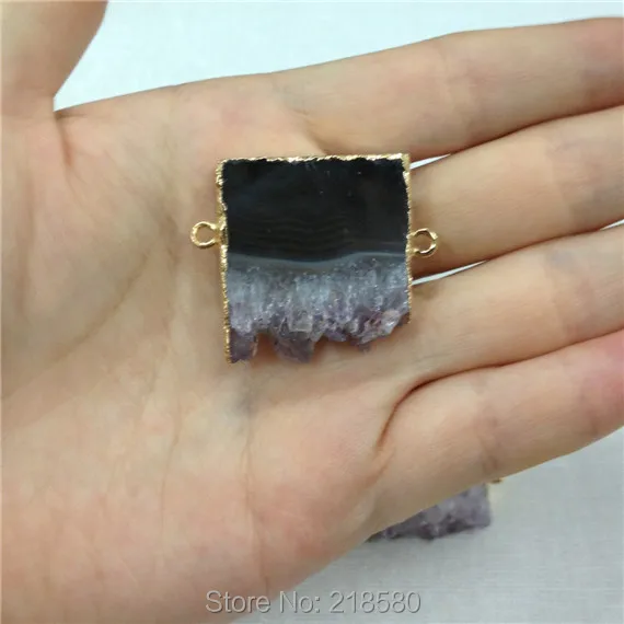 H-AMD41 сырье Druzy аметисты Агат срез подвеска с золотым гальваническим, две петли