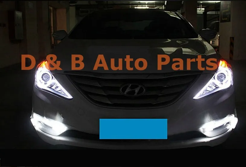 1 пара популярных светодиодных фар передние лампы с световой панелью для hyundai Sonata 2010'-up