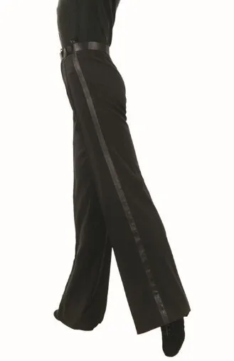 Черные атласные ленты на боковой панели Бальные танго сальса самба брюки для танцев для мальчиков мужские брюки для латинских танцев