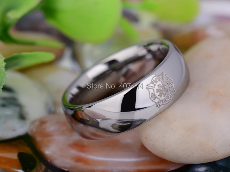 Бесплатная доставка YGK JEWELRY Лидер продаж 8 мм серебро купол пожарный медицинские Для мужчин новый Вольфрам обручальное кольцо из карбида