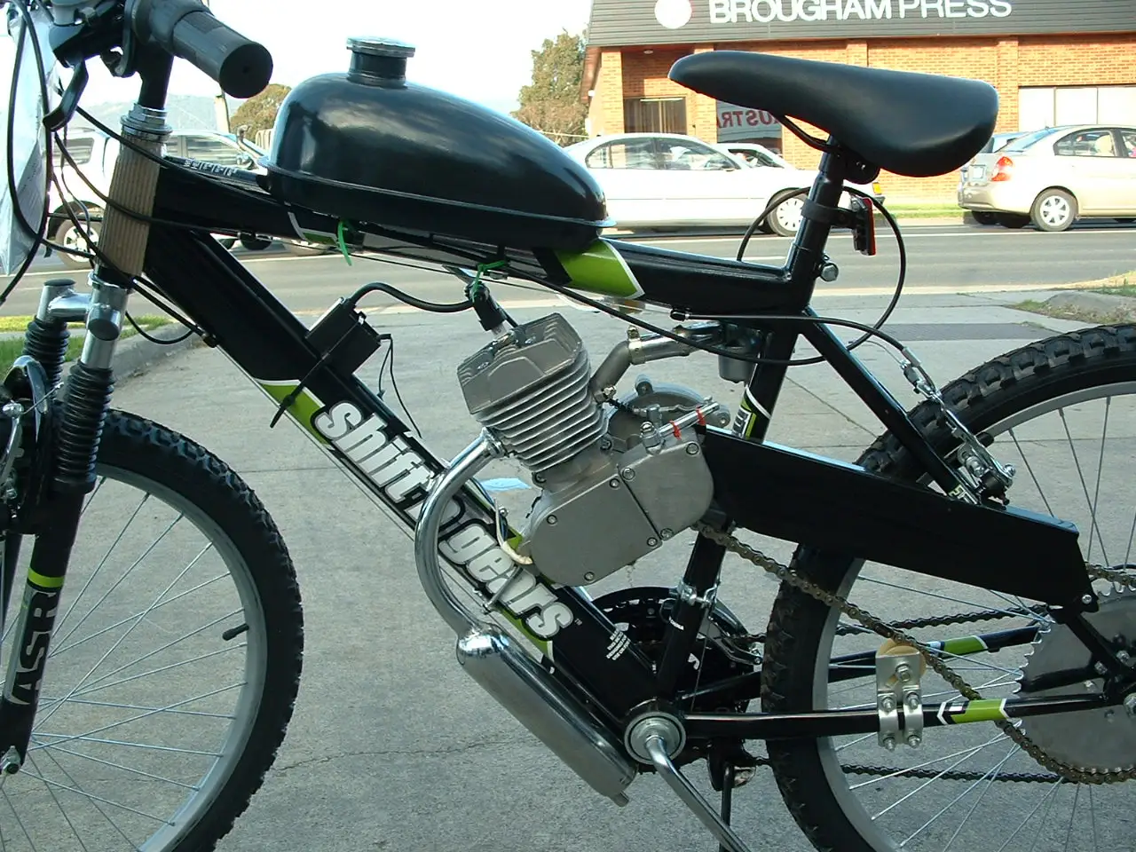 push bike with petrol engine