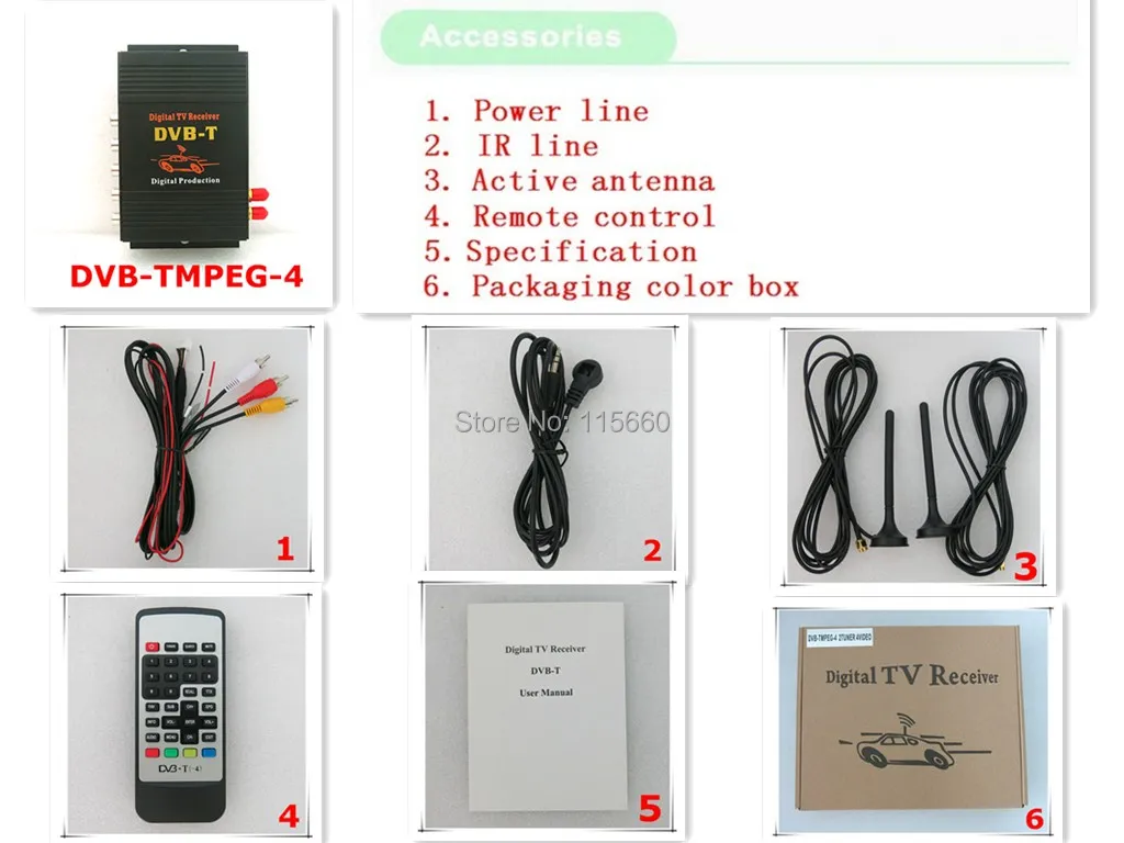 Автомобильный тв-тюнер DVB-T MPEG-4 цифровой приемник для телевизора Мини ТВ коробка с двойной тюнер для Европы Ближнего Востока Австралии