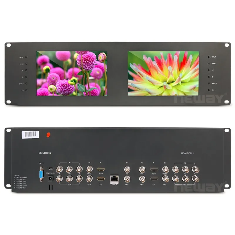 Neway RM70S 3G-SDI 7 дюймов двойной стойку цвет вещания мониторы " HDMI 3g SDI AV Ypbpr Rackmount