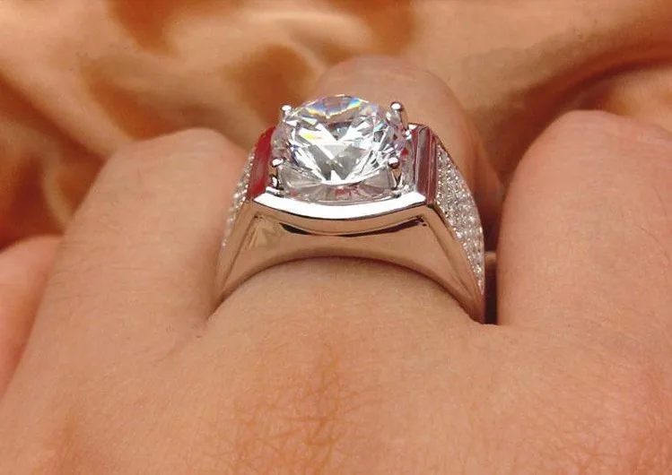 Кольцо Lord of Ring для мужчин 5Ct Mirco мощение имитированный алмаз кольцо для мужчин свадебные ювелирные изделия покрытые платиновым серебром