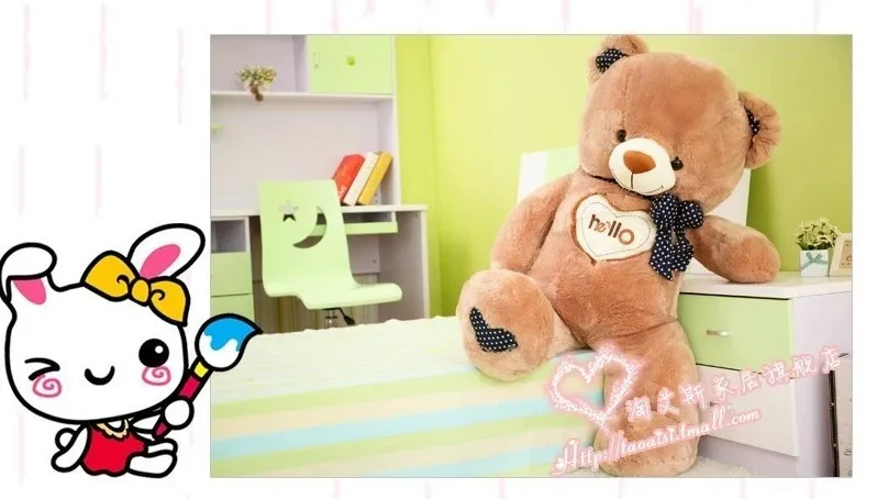 Larggest 150 см "Hello" Мишки Плюшевые игрушки сладкий медведь кукла, подушка, подушка, подарок на день рождения b7819