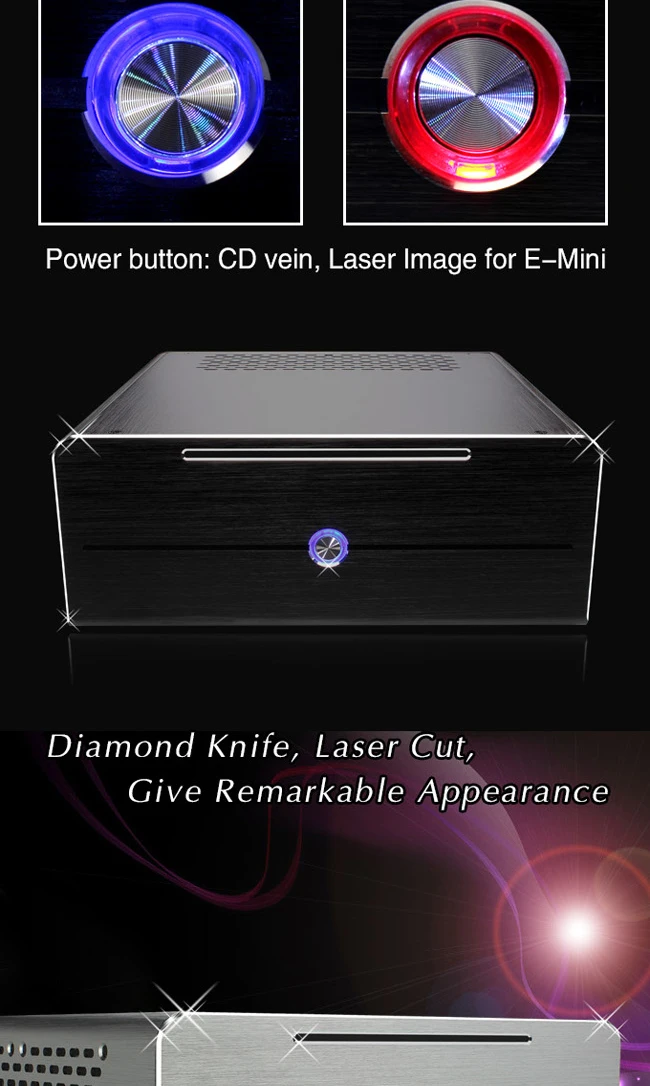 Realan промышленный высококачественный oem мини htpc Настольный чехол E-i7 CD-ROM слотами алюминиевый черный серебристый без источника питания