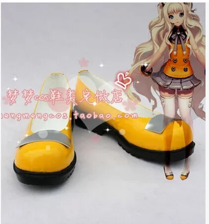 Ботинки для корейской униформы косплея лолита панк kawaii VOCALOID 3 seeU желтые тонкие туфли