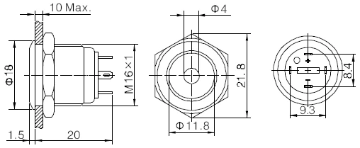 ELEWIND 16 мм точка световая кнопка(PM161F-10D/J/R/12 V/N