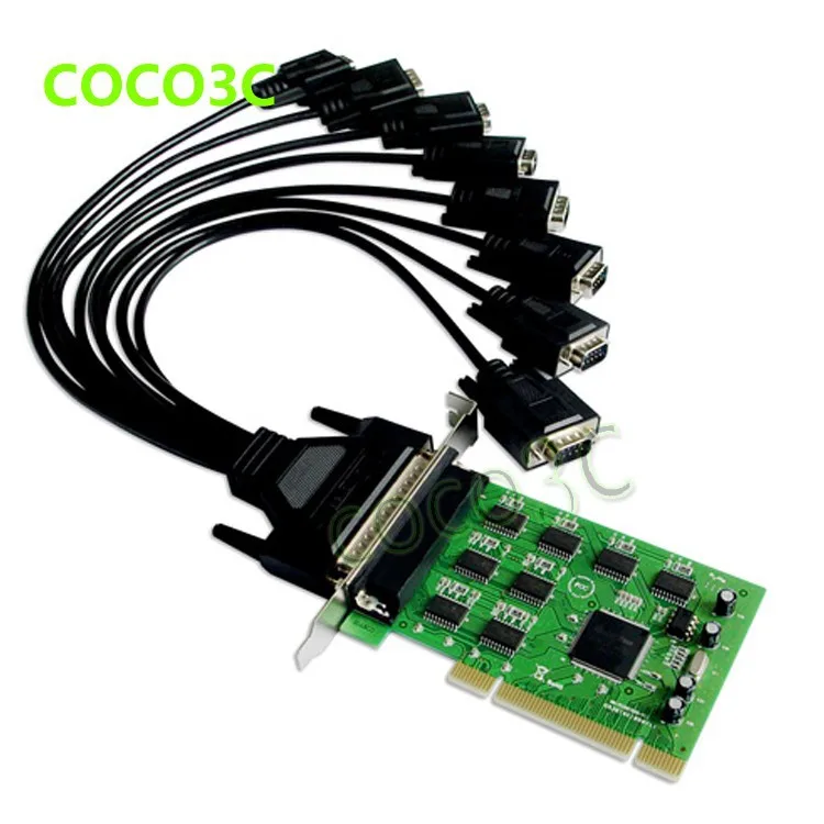 Moschip 16C1058  8-Port Serial PCI with fan out cable PCI-e to 8 RS232 DB9 Ports converter Industrial IO card