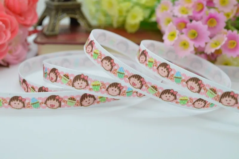 50Y DUWES 3/" 9 мм Chibi Maruko Chan напечатанная лента, лента для волос «сделай сам» материалы ручной работы оптом OEM