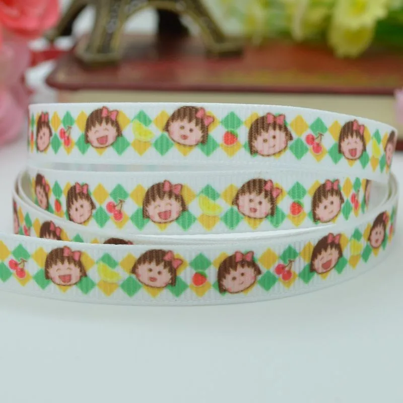 50Y DUWES 3/" 9 мм Chibi Maruko Chan напечатанная лента, лента для волос «сделай сам» материалы ручной работы оптом OEM