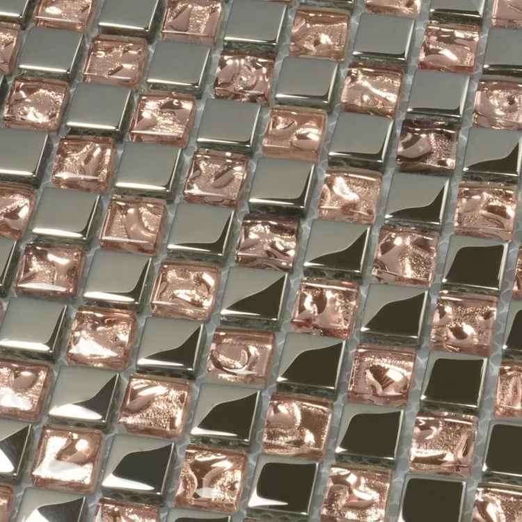 15X15 мм розовое Смешанное серое стекло мозаичная плитка 12x1", всплеск, ванная душевая плитка мозаичая плитка Хрустальная