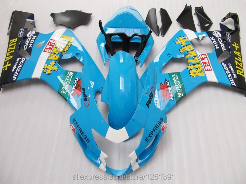 Инъекций Лидер продаж! мотоциклетные комплект обтекателей для SUZUKI GSXR600 750 GSXR600 GSXR 750 K4 04 05 2004 2005 синий обтекатели комплект