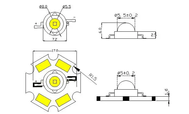 Epistar чип 1 Вт светодиоды белого свечения с pcb