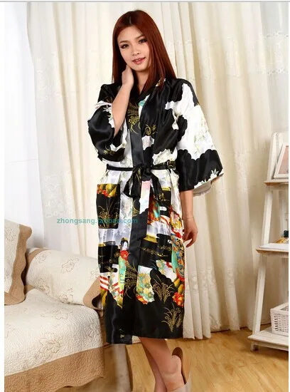 Оптом и в розницу китайский женский Шелковый кафтан Yukata халат S M L XL XXL XXXL WR0038