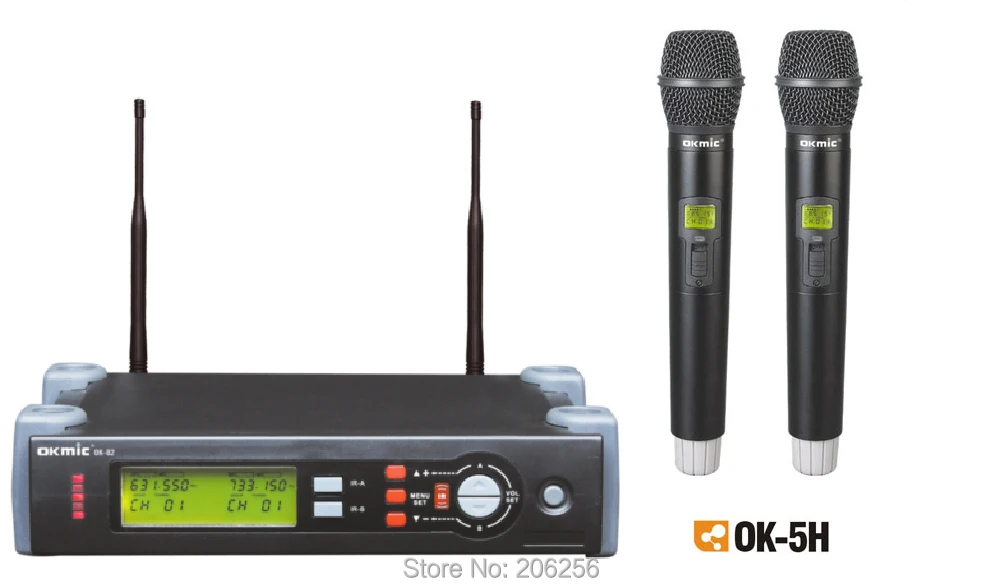 Горячая OK-82 5 H Профессиональный UHF/PLL Настоящее Разнообразие беспроводной микрофон системы, беспроводной 5 H двойной ручной передатчик