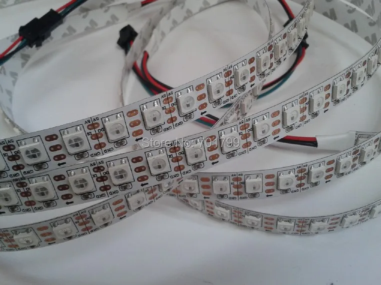 5 m DC5V WS2812B светодиодные полосы пикселей, не обладает водонепроницаемостью, 96 шт. WS2812B/м с 96 пикселей; белый печатных плат, только в том случае, 4PIN