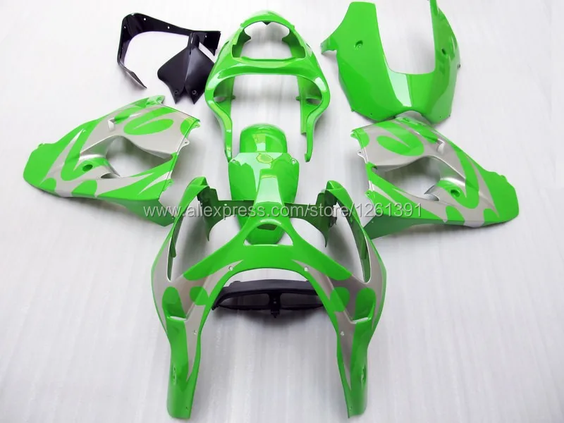 Hotlike+ Зеленый Серебряный обтекатель комплект для KAWASAKI NINJA ZX9R 00-03 ZX 9R 00 01 02 03 ZX-9R 9 R 2000 2001 2002 2003 обтекатели# ats44v