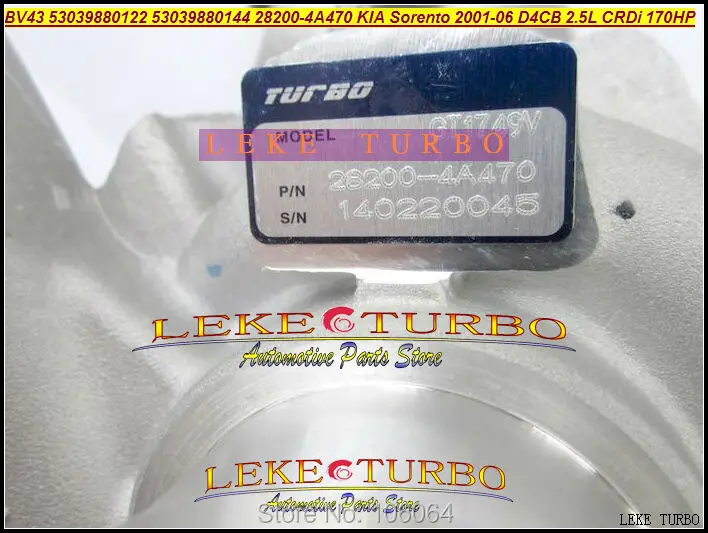 BV43 53039880122 53039700122 53039880144 53039700144 28200-4A470 282004A470 Turbo для KIA Sorento 2001-06 D4CB 2.5L CRDi 170HP