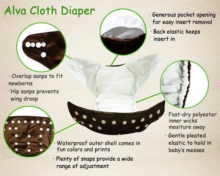 Принт Alvababy карман пеленки Многоразовые подгузники из ткани детские моющиеся Ткань подгузник С микрофибры Вставить