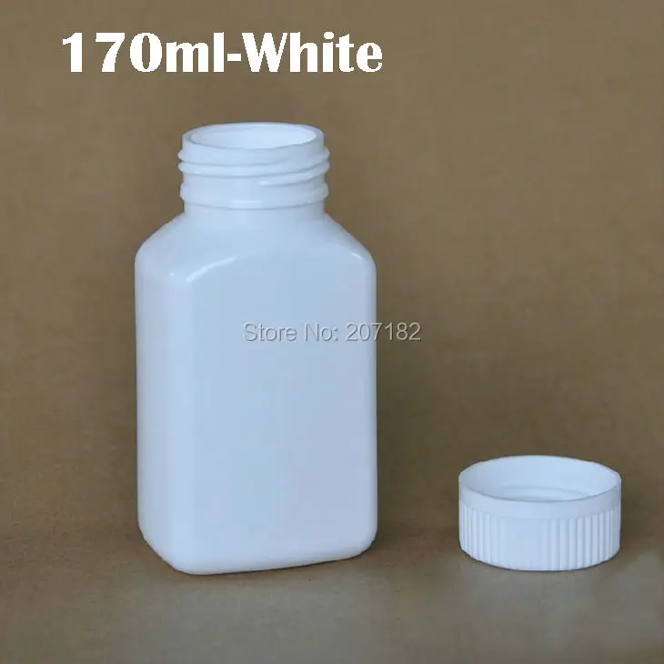 100 шт./лот) 170 мл/170 г квадратный белый HDPE Спецодежда медицинская бутылки, бутылки таблетки, капсула бутылки, Пластик бутылка с Алюминий Фольга pad
