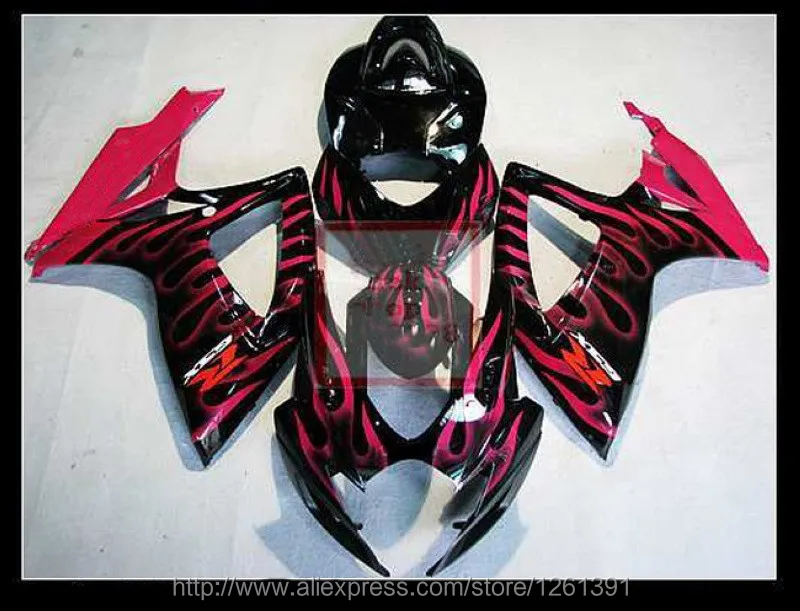 Впрыска ABS для SUZUKI K6 06 07 красный пламя GSXR750 GSX-R750 GSXR 750 2006 2007 GSXR-750 обтекателя Кузов