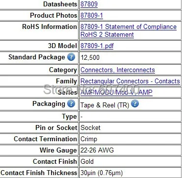 87809-1 СОЕД РАЗЪЕМ 22-26awg золото обжимного типа TYCO TE AMP корпусов разъемы клеммы новое и оригинальное части